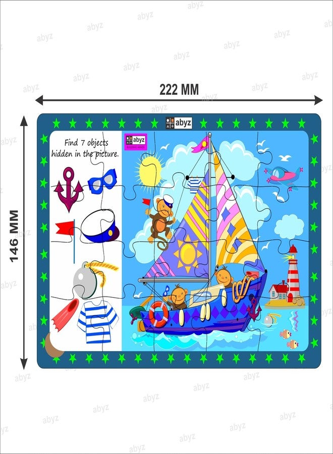 ABYZ Wooden Jigsaw Puzzle - Monkeys Sailboat Playset for Fun Educational & Little Explorers, 20-Pieces & Pack of 5 Multicolor | Birthday Gift for (3 Plus Years) Age Kids. - Image 3